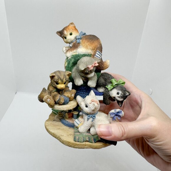 Vtg Calico Kittens Enesco Cat Cats Figurine Five Family Kids Kittens Kaboodle - Picture 2 of 6